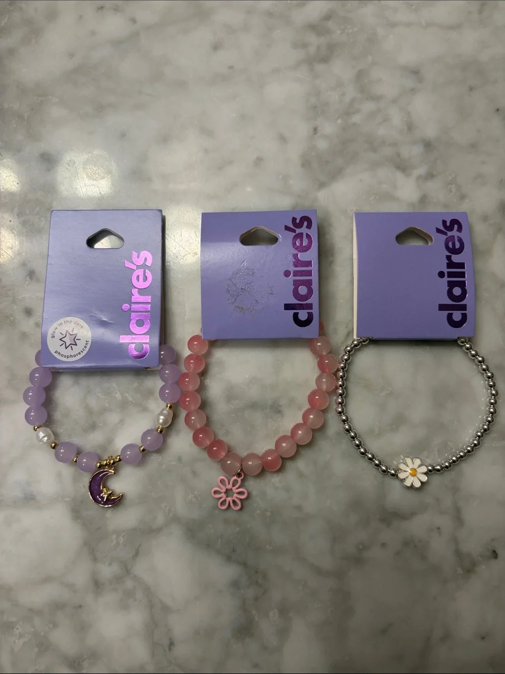 Claire's Lavender, Pink & Silver Charm Bracelet Set